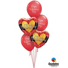 Bukiet 496 Valentine Burnished Heart Gold Qualatex #46076-2 48206-3